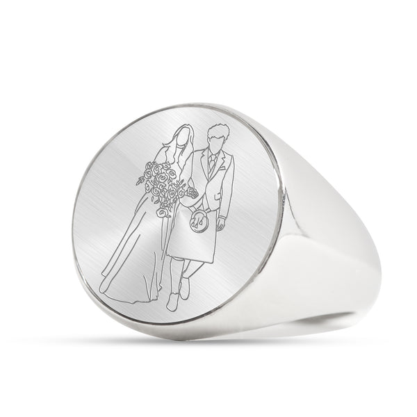 Custom Photo on Ring, Outline Photo Engraved Ring