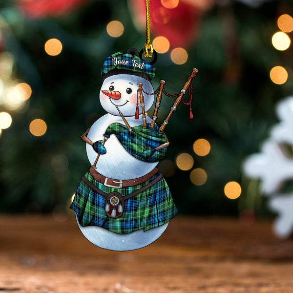 Abercrombie Ancient Clan Badge Tartan Wood Acrylic Ornament Snowman Bagpipe Personalized