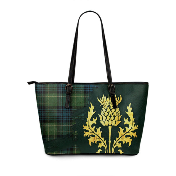 Abercrombie Ancient Tartan Leather Tote Bag Thistle Oldest Style