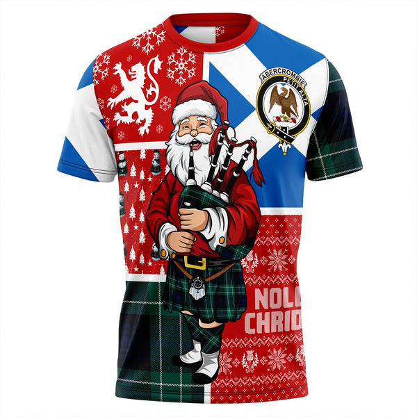 Abercrombie Modern Clan Badge Tartan T-Shirt Scotland Christmas Santa