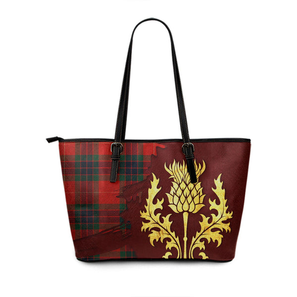 Abernethy Modern Tartan Leather Tote Bag Thistle Oldest Style