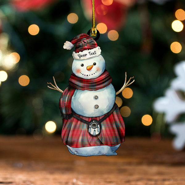 Abernethy Weathered Clan Badge Tartan Wood Acrylic Ornament Snowman Warrior Personalized