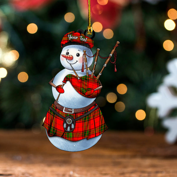 Adair Clan Badge Tartan Wood Acrylic Ornament Snowman Bagpipe Personalized