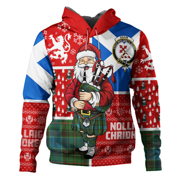 Adam Ancient Clan Badge Tartan Hoodie Scotland Christmas Santa