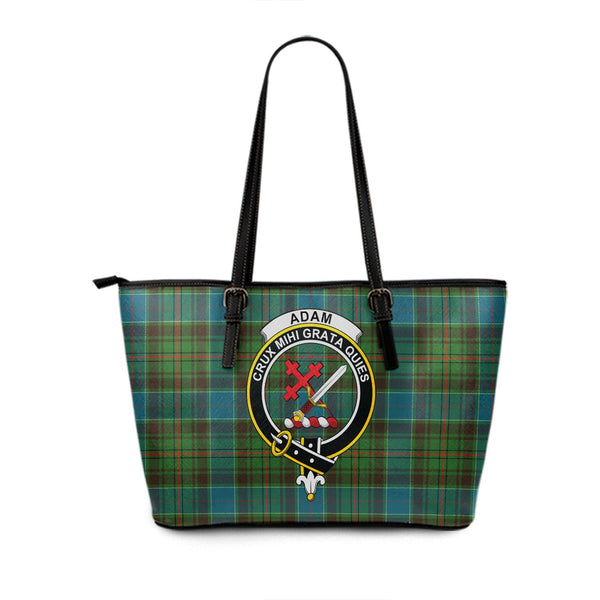 Adam Ancient Clan Badge Tartan Leather Tote Bag