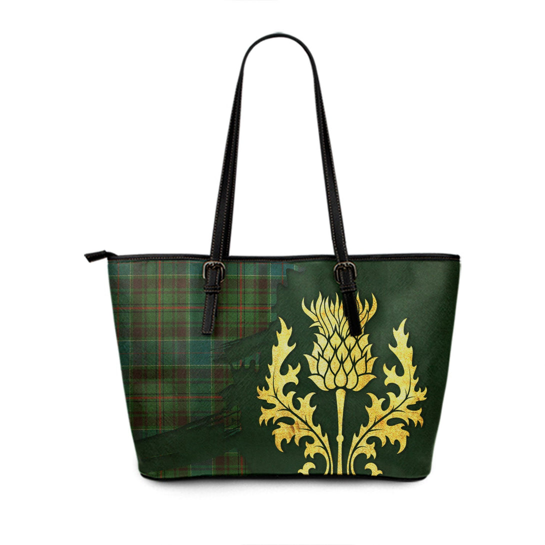 Adam Ancient Tartan Leather Tote Bag Thistle Oldest Style