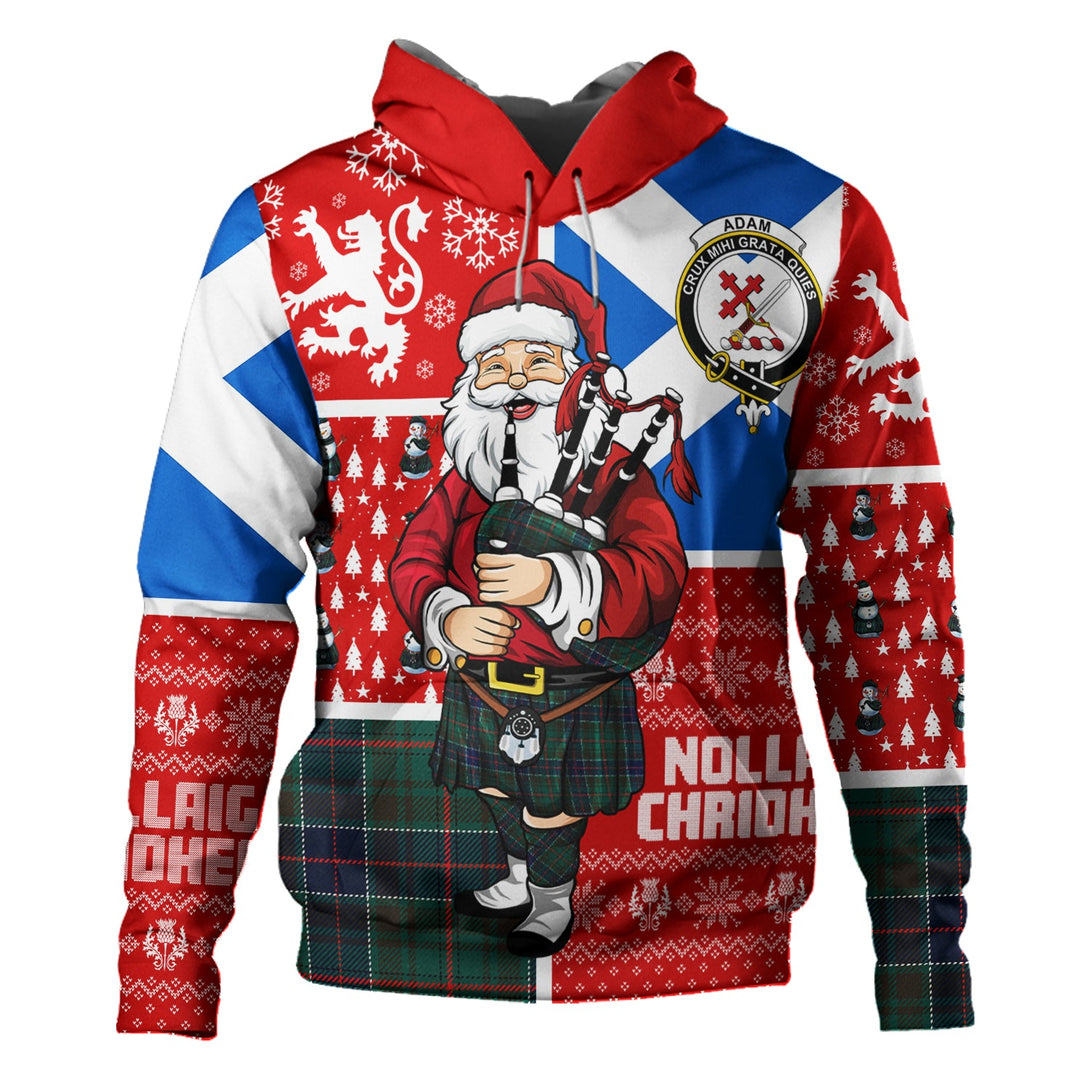 Adam Modern Clan Badge Tartan Hoodie Scotland Christmas Santa