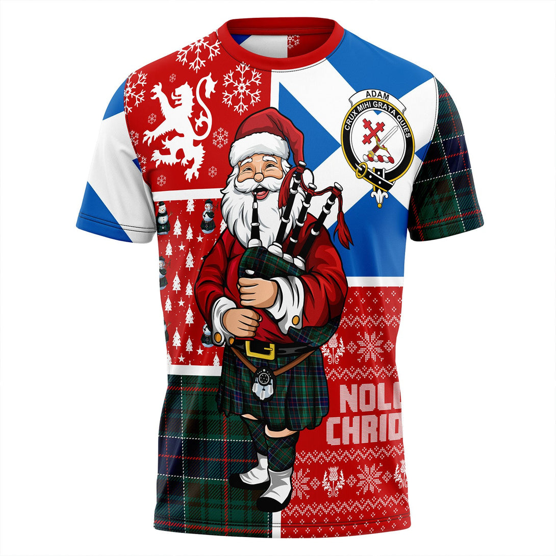 Adam Modern Clan Badge Tartan T-Shirt Scotland Christmas Santa