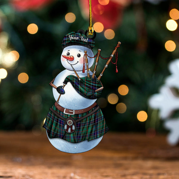 Adam Modern Clan Badge Tartan Wood Acrylic Ornament Snowman Bagpipe Personalized