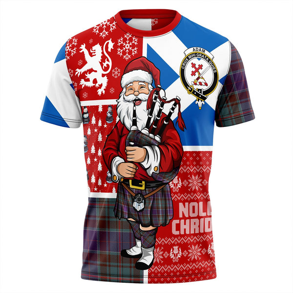 Adam Weathered Clan Badge Tartan T-Shirt Scotland Christmas Santa