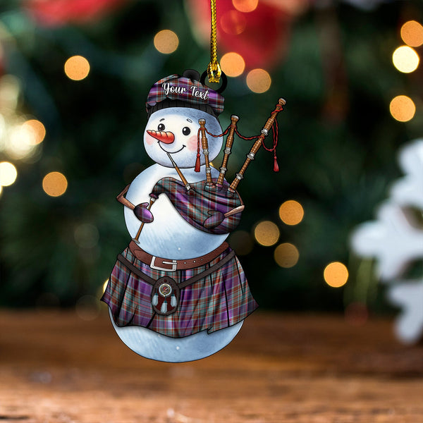 Adam Weathered Clan Badge Tartan Wood Acrylic Ornament Snowman Bagpipe Personalized