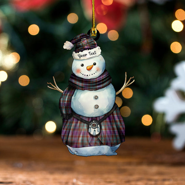 Adam Weathered Clan Badge Tartan Wood Acrylic Ornament Snowman Warrior Personalized