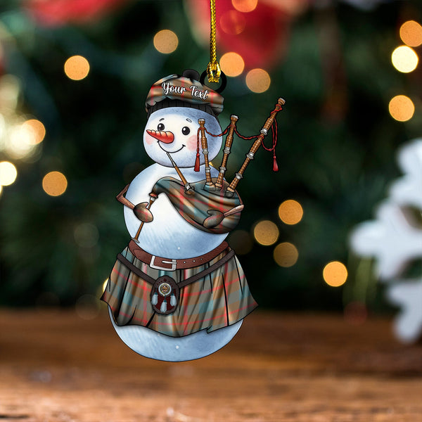 Agnew (MacAgnew) Weathered Clan Badge Tartan Wood Acrylic Ornament Snowman Bagpipe Personalized