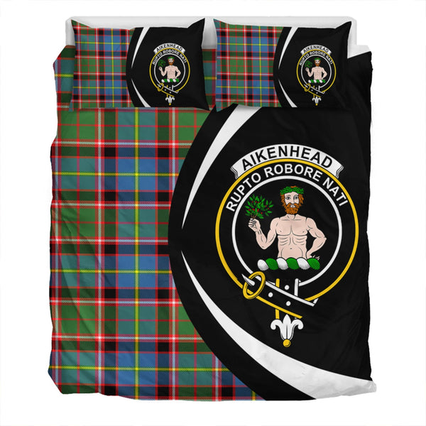 Aikenhead Clan Badge Tartan Bedding Set Circle Style