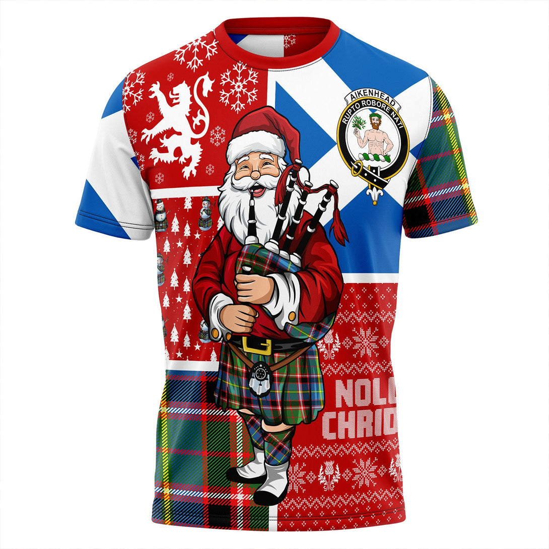 Aikenhead Clan Badge Tartan T-Shirt Scotland Christmas Santa