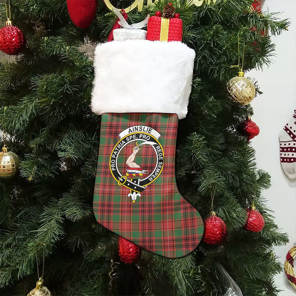 Ainslie Ancient Clan Badge Tartan Christmas Stocking