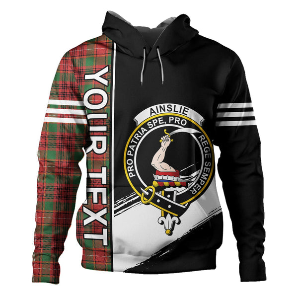 Ainslie Ancient Clan Badge Tartan Hoodie Quarter Style Personalized