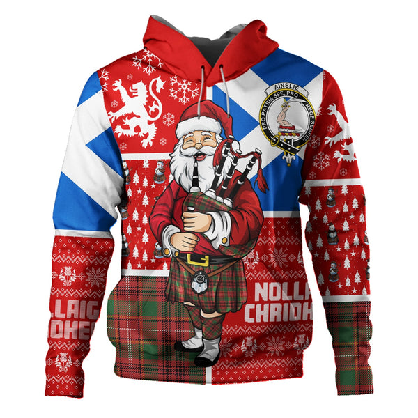 Ainslie Ancient Clan Badge Tartan Hoodie Scotland Christmas Santa