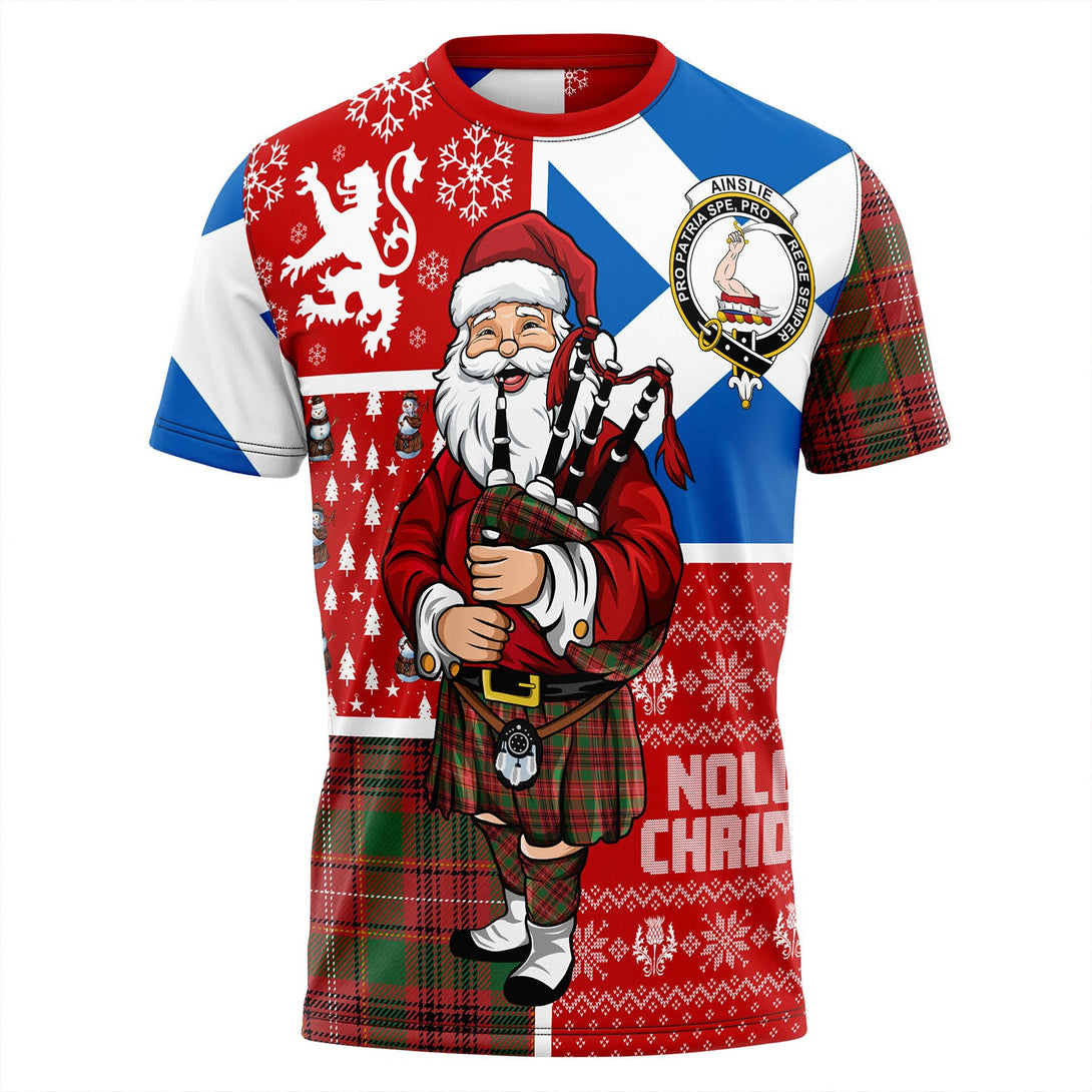 Ainslie Ancient Clan Badge Tartan T-Shirt Scotland Christmas Santa