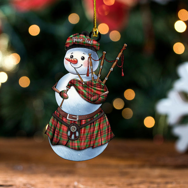 Ainslie Ancient Clan Badge Tartan Wood Acrylic Ornament Snowman Bagpipe Personalized