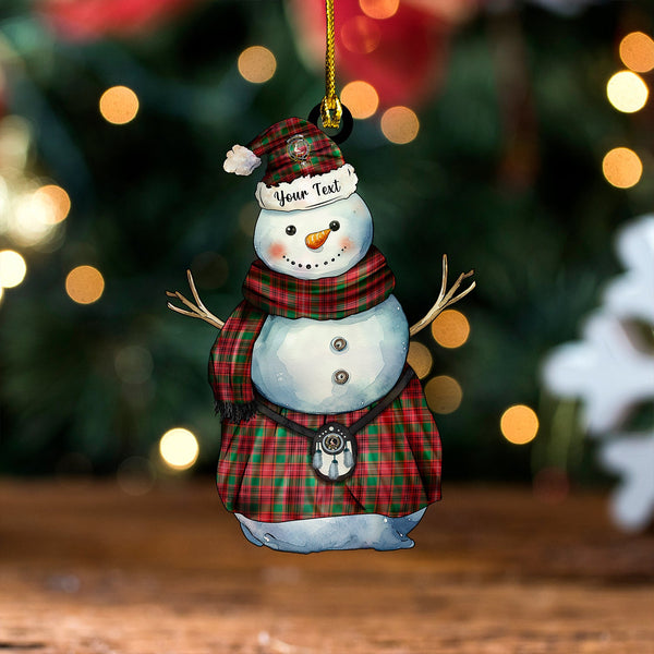 Ainslie Ancient Clan Badge Tartan Wood Acrylic Ornament Snowman Warrior Personalized