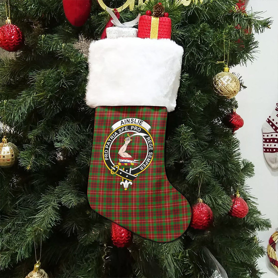 Ainslie Clan Badge Tartan Christmas Stocking