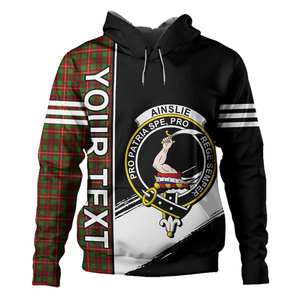 Ainslie Clan Badge Tartan Hoodie Quarter Style Personalized