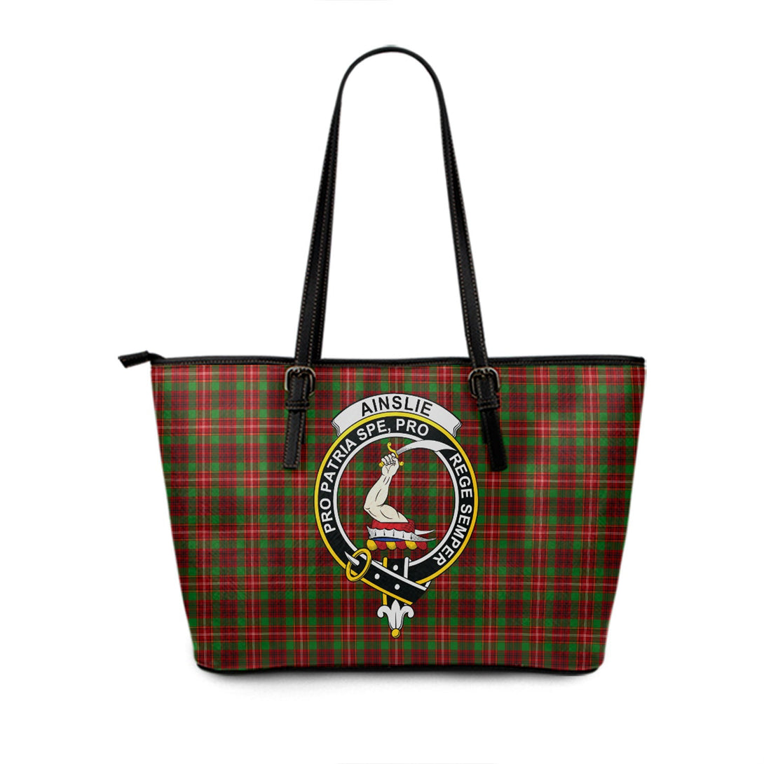 Ainslie Clan Badge Tartan Leather Tote Bag