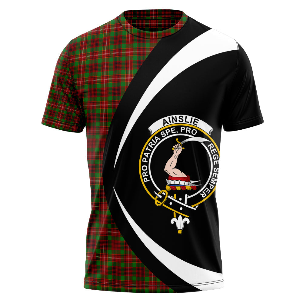 Ainslie Clan Badge Tartan T-Shirt Circle Style Personalized