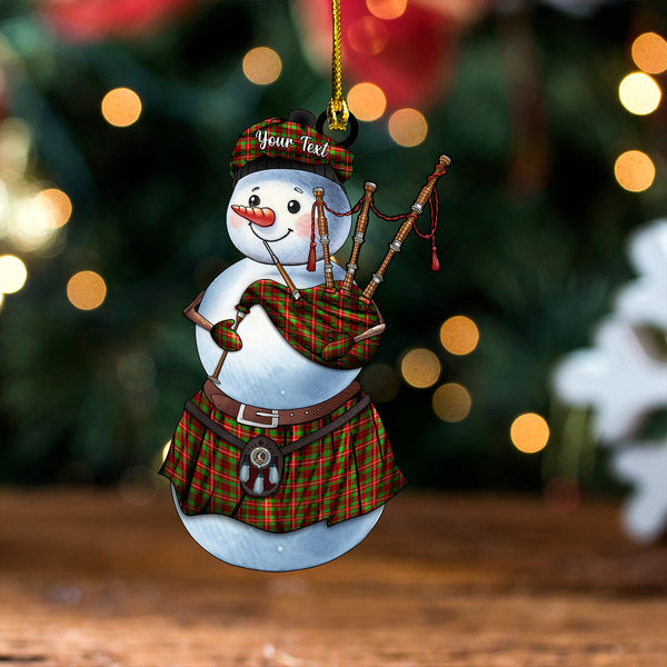 Ainslie Clan Badge Tartan Wood Acrylic Ornament Snowman Bagpipe Personalized