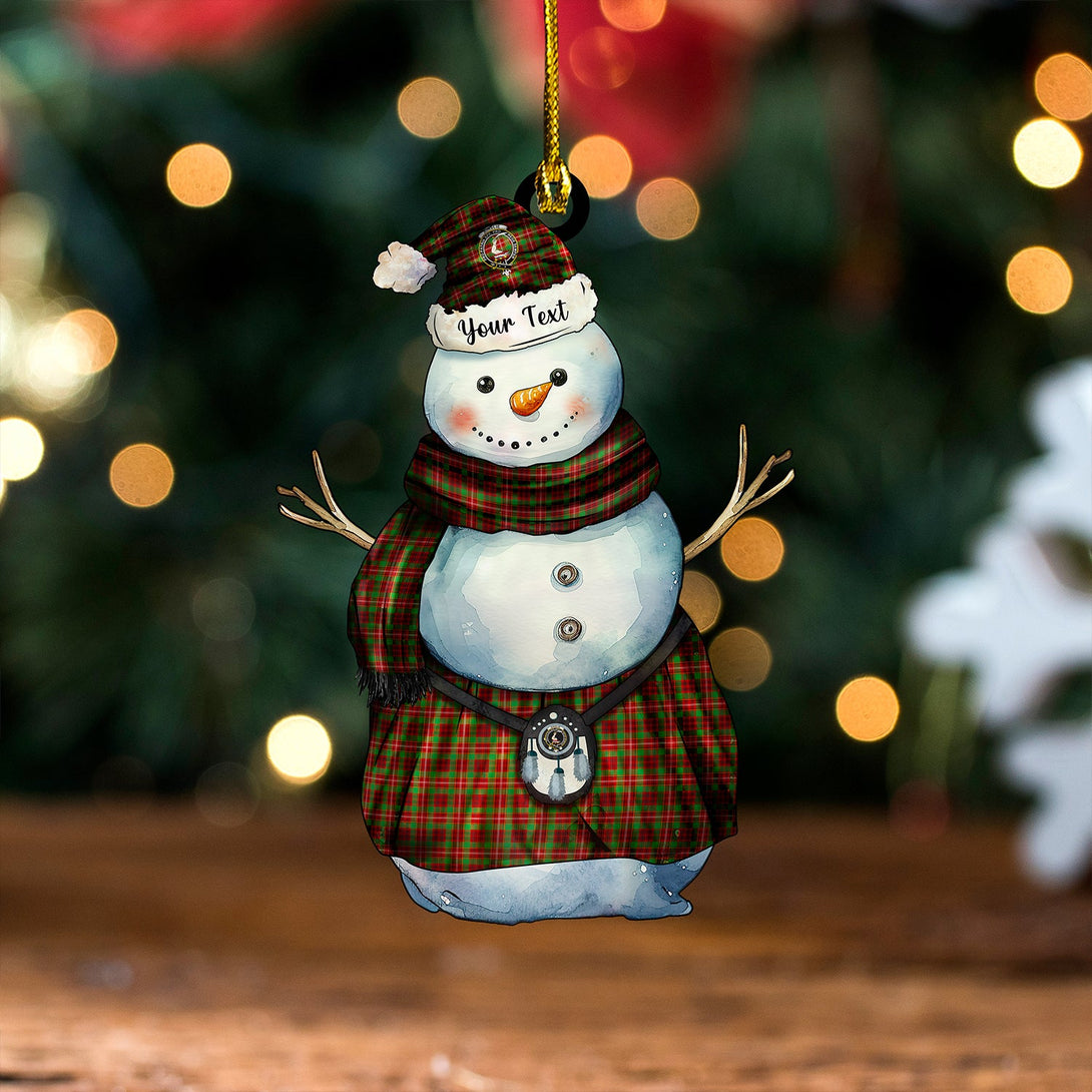 Ainslie Clan Badge Tartan Wood Acrylic Ornament Snowman Warrior Personalized