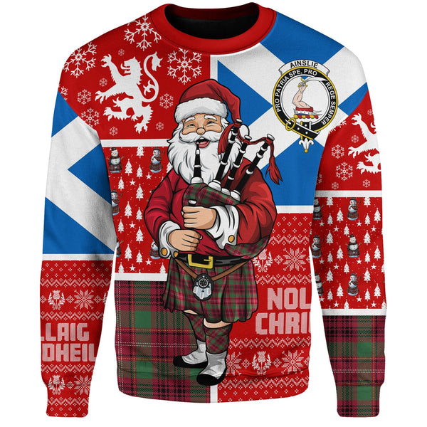 Ainslie Modern Clan Badge Tartan Sweatshirt Scotland Christmas Santa