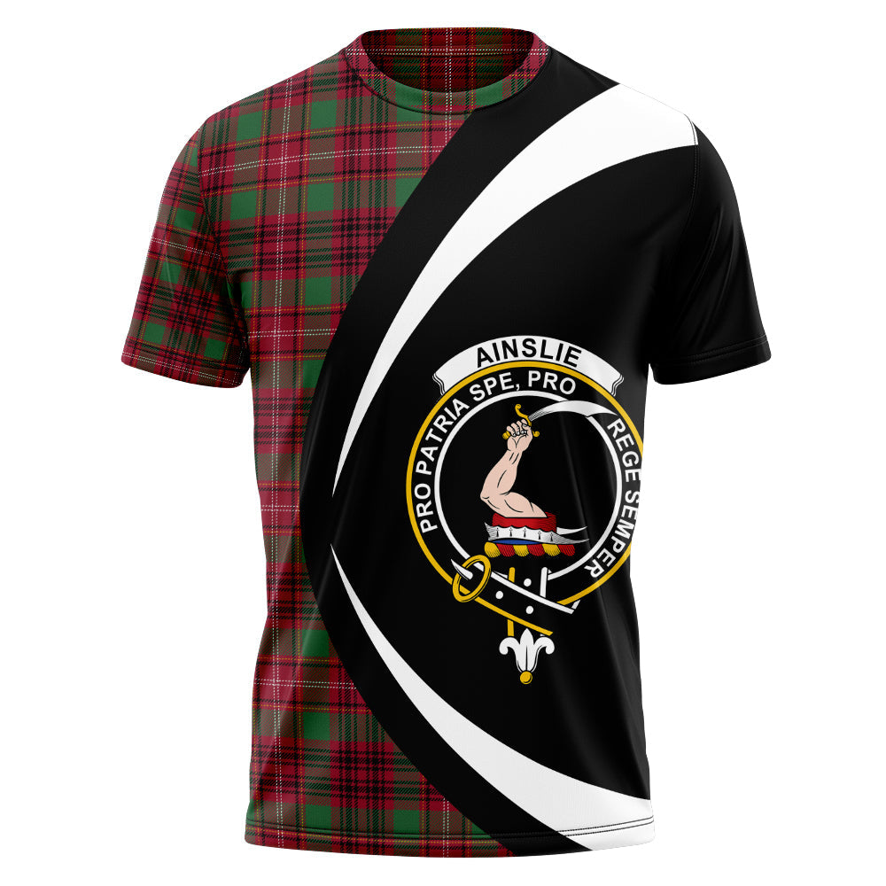 Ainslie Modern Clan Badge Tartan T-Shirt Circle Style Personalized