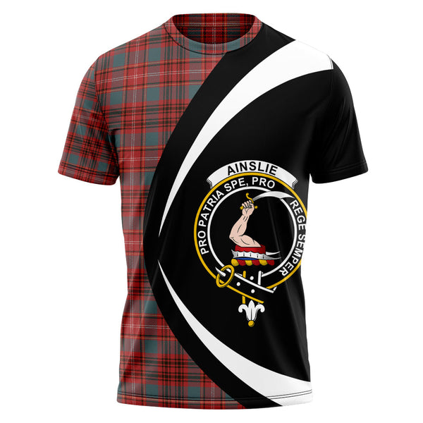 Ainslie Weathered Clan Badge Tartan T-Shirt Circle Style Personalized