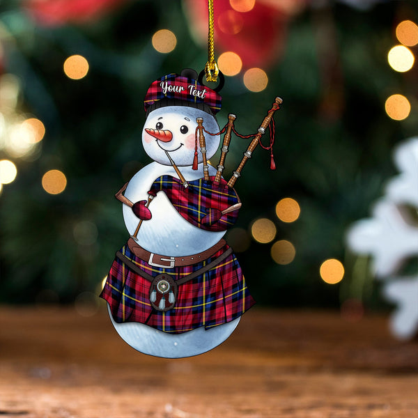 Aitken Modern Clan Badge Tartan Wood Acrylic Ornament Snowman Bagpipe Personalized