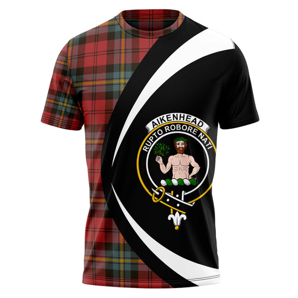 Aitken Weathered Clan Badge Tartan T-Shirt Circle Style Personalized