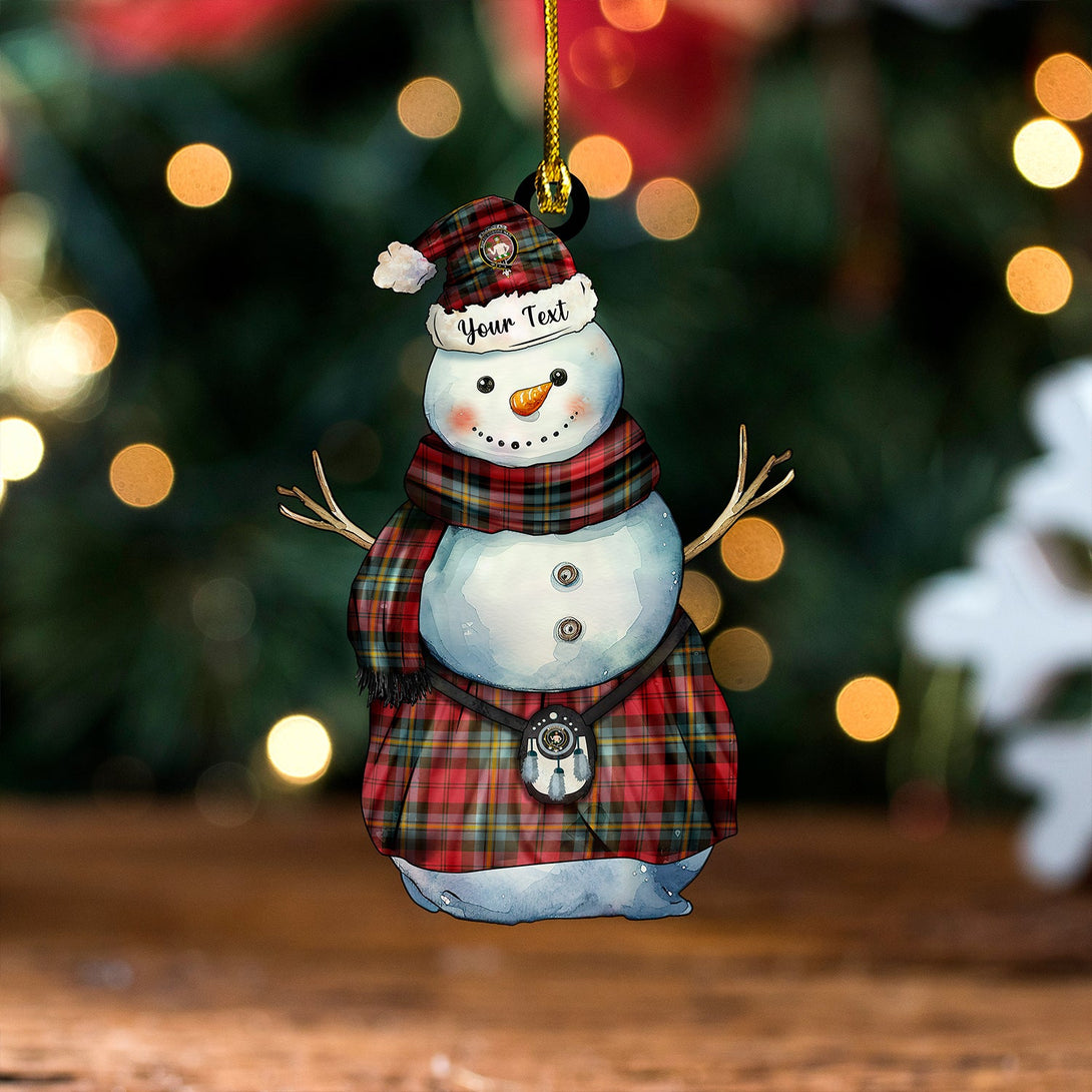 Aitken Weathered Clan Badge Tartan Wood Acrylic Ornament Snowman Warrior Personalized