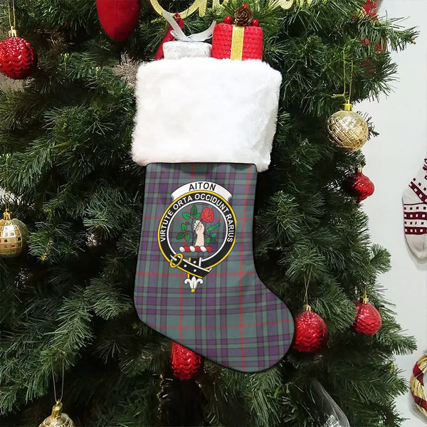 Aiton Weathered Clan Badge Tartan Christmas Stocking