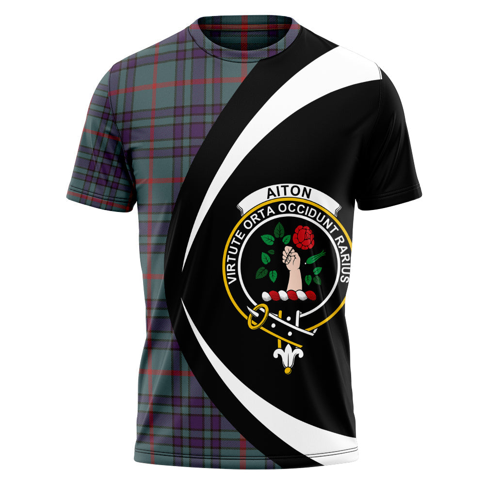 Aiton Weathered Clan Badge Tartan T-Shirt Circle Style Personalized