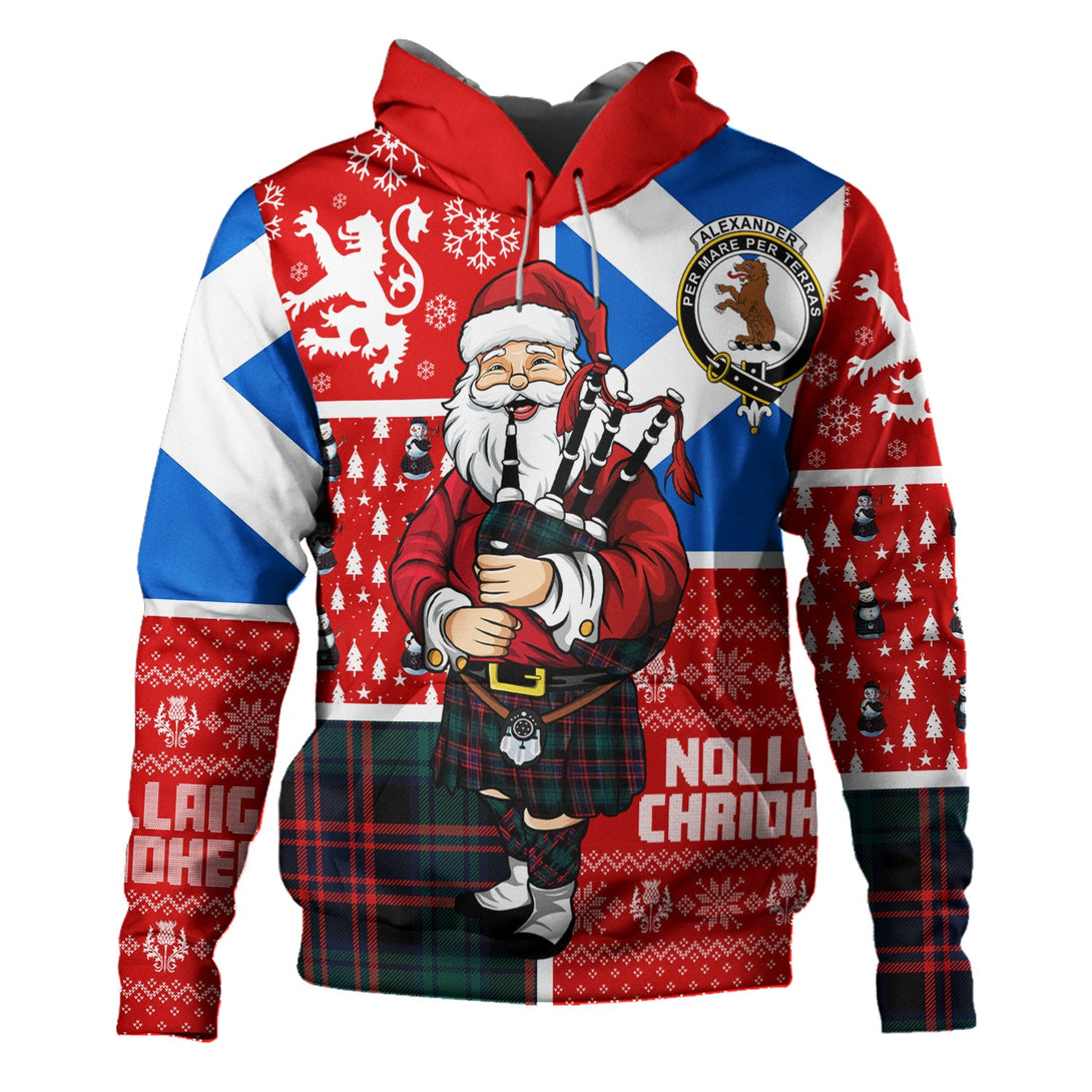 Alexander Hunting Modern Clan Badge Tartan Hoodie Scotland Christmas Santa