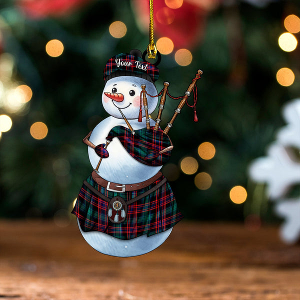 Alexander Hunting Modern Clan Badge Tartan Wood Acrylic Ornament Snowman Bagpipe Personalized