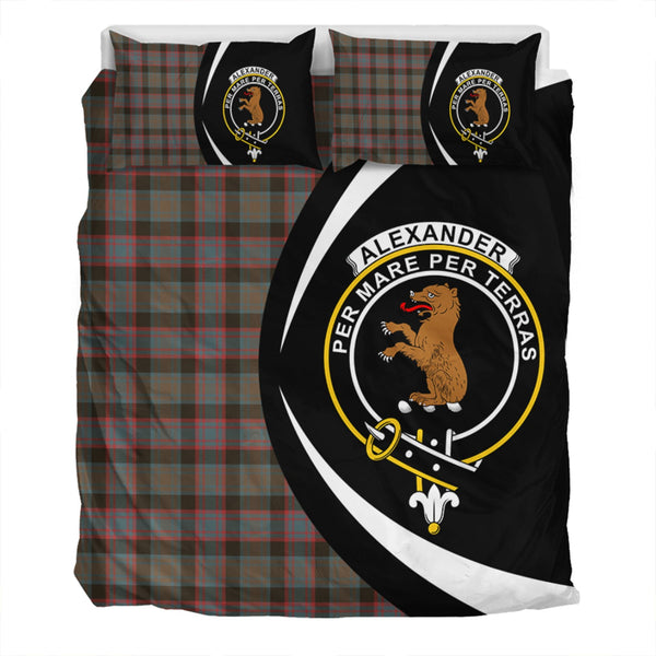 Alexander Hunting Weathered Clan Badge Tartan Bedding Set Circle Style