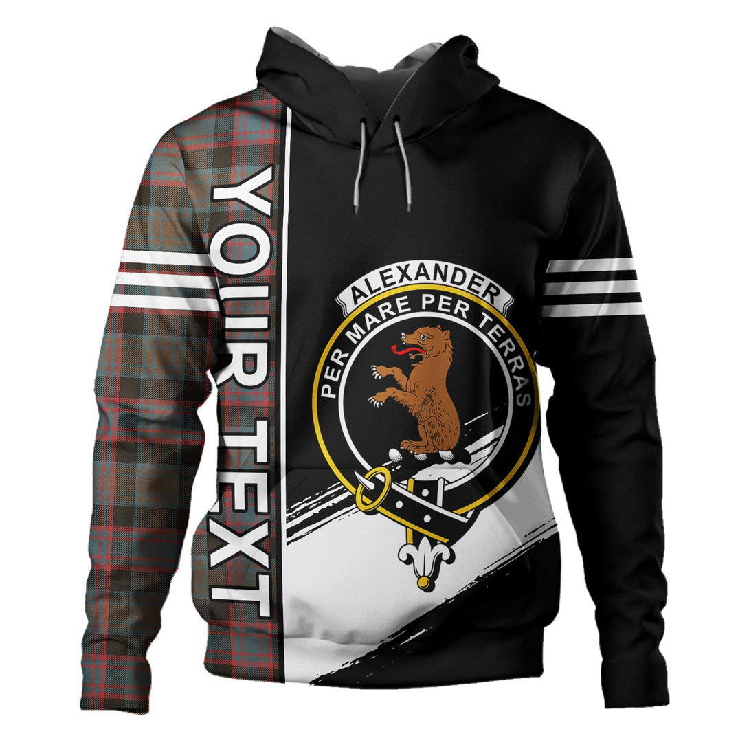 Alexander Hunting Weathered Clan Badge Tartan Hoodie Quarter Style Personalized