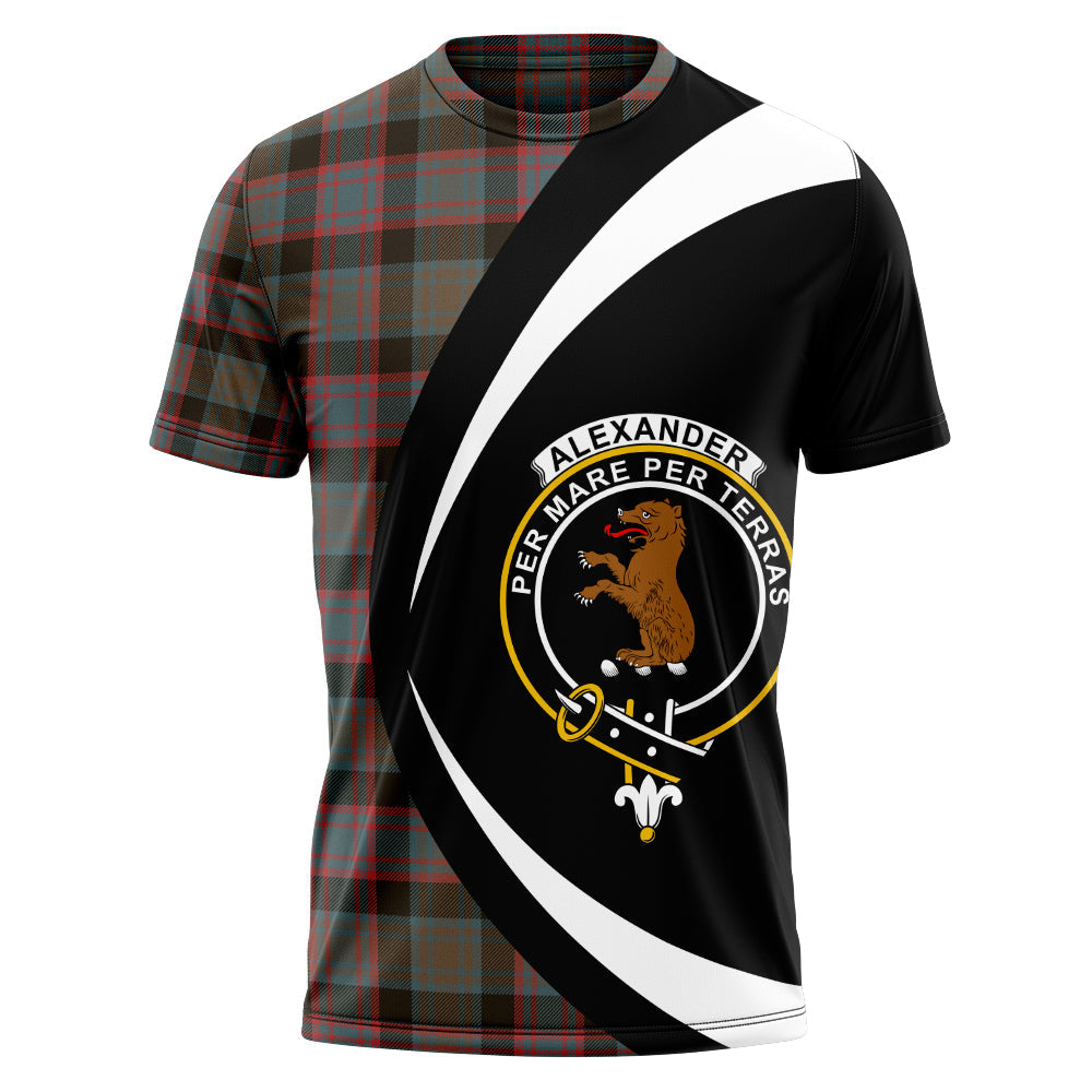 Alexander Hunting Weathered Clan Badge Tartan T-Shirt Circle Style Personalized