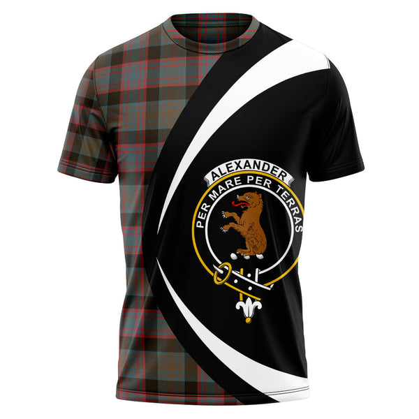 Alexander Hunting Weathered Clan Badge Tartan T-Shirt Circle Style Personalized