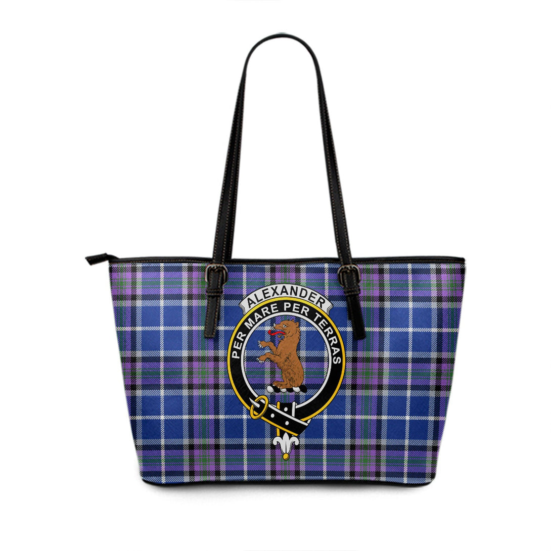 Alexander of Menstry Ancient Clan Badge Tartan Leather Tote Bag