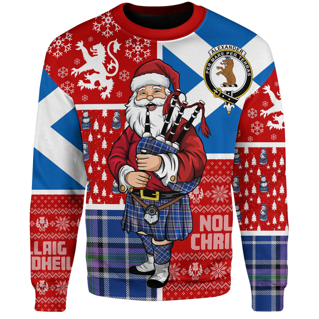 Alexander of Menstry Ancient Clan Badge Tartan Sweatshirt Scotland Christmas Santa