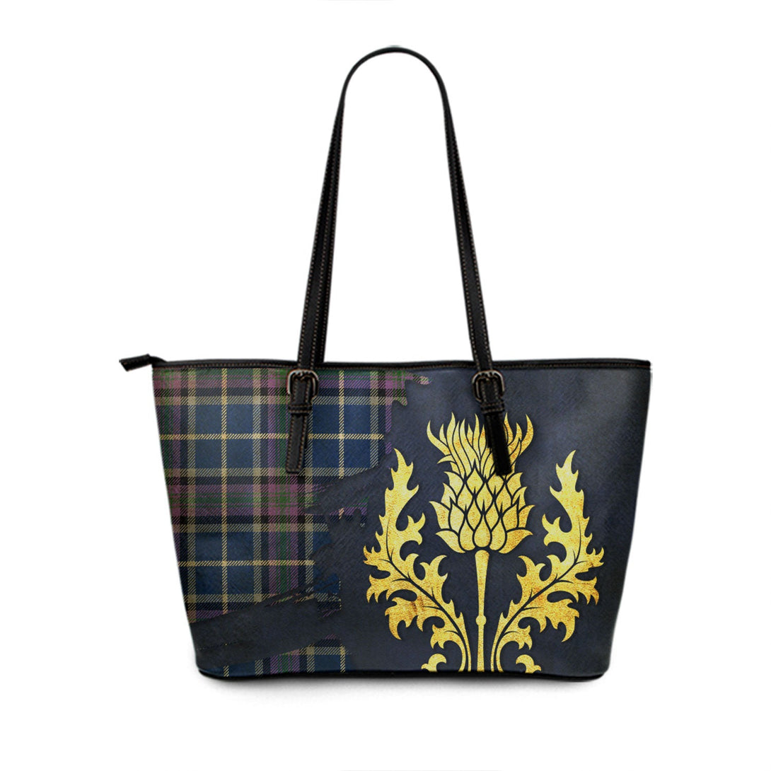 Alexander of Menstry Ancient Tartan Leather Tote Bag Thistle Oldest Style