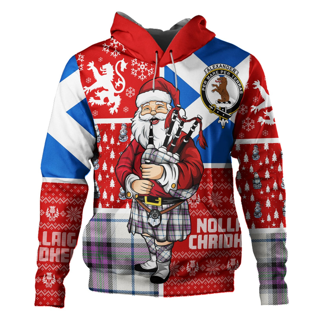 Alexander of Menstry Dress Ancient Clan Badge Tartan Hoodie Scotland Christmas Santa