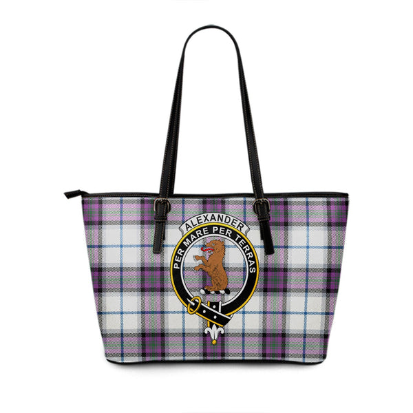 Alexander of Menstry Dress Ancient Clan Badge Tartan Leather Tote Bag